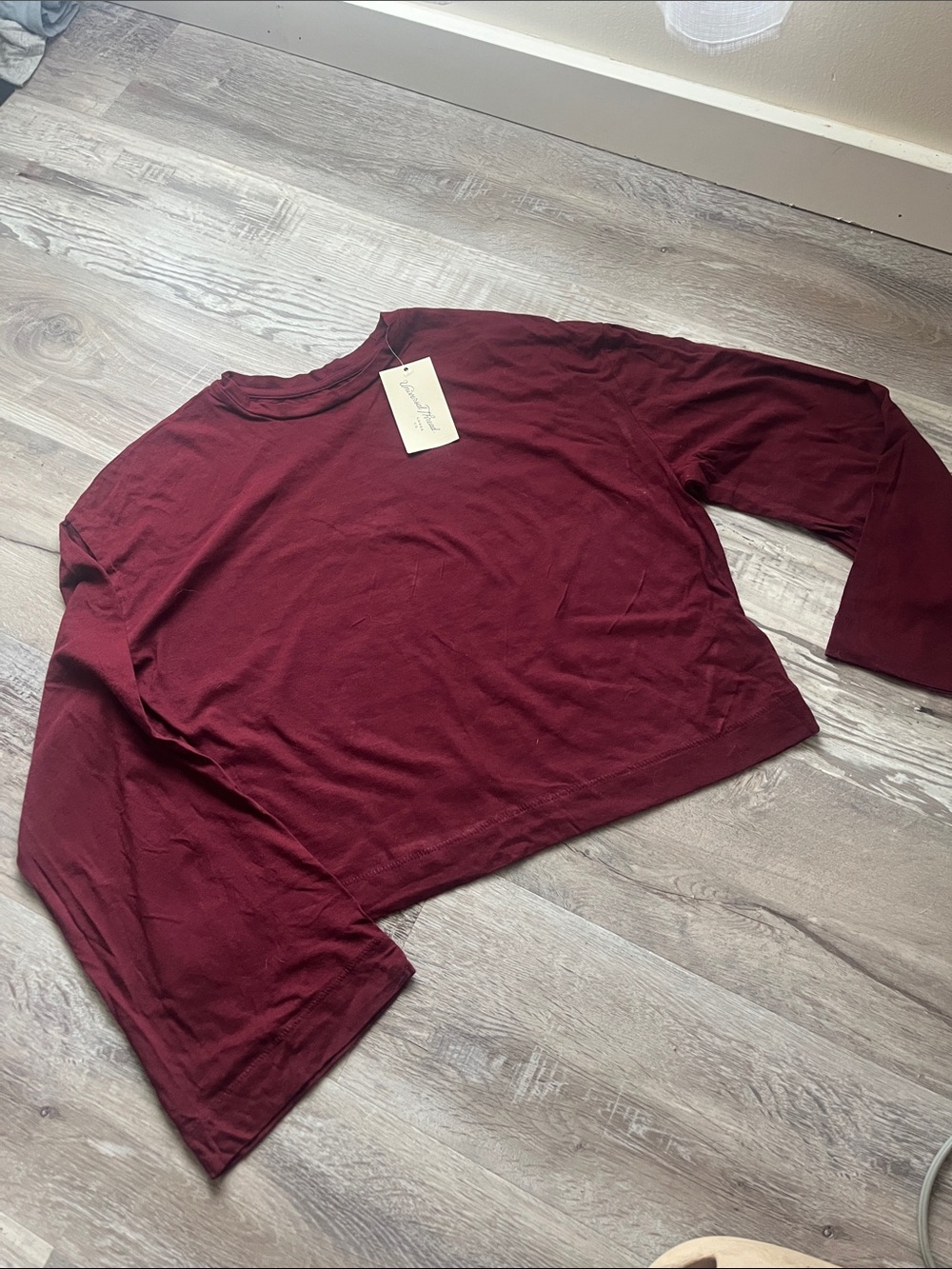 Universal Thread Women's Wine Long Sleeve Crop Tee